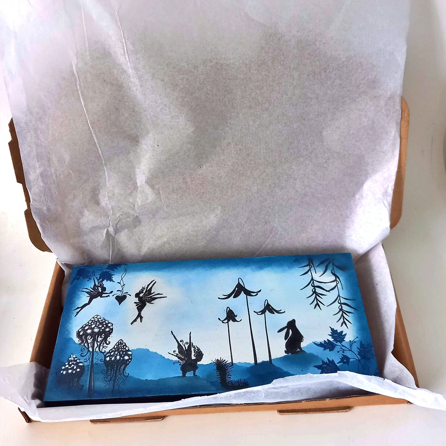 Hand-painted Picture "Fairies & Rabbit"