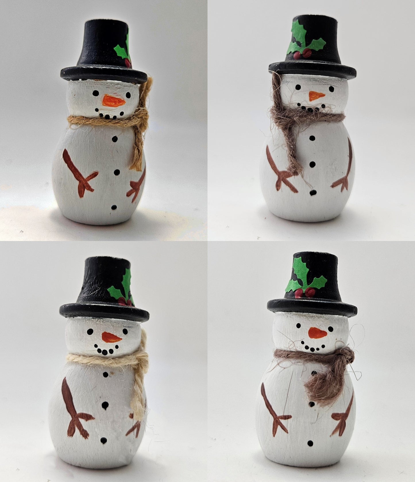 Handmade Wooden Snowmen
