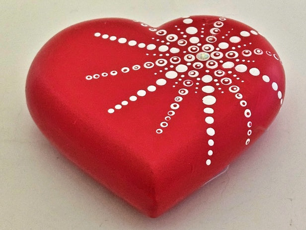 Heart Shape Red Hand Decorated Paperweight HP02