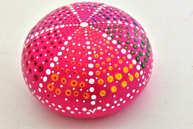 Round Red Handpainted Paperweight HP05