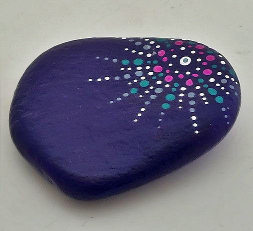 Natural Shape Purple Handpainted Stone Paperweight HP07