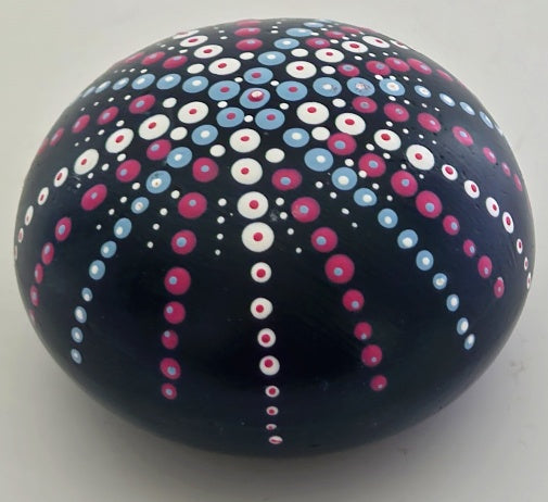 Round Black Handpainted Paperweight HP08