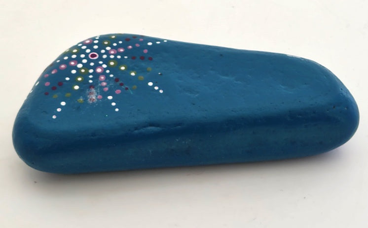 Natural Shape Turquoise Hand-painted Stone Paperweight HP09