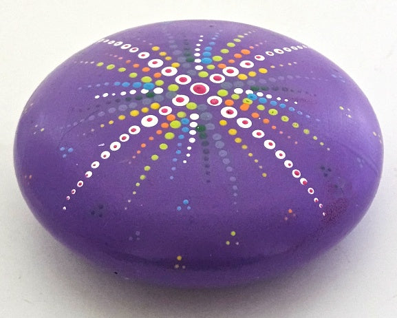 Round Purple Hand-Painted Paperweight HP10
