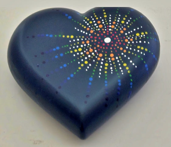 Heart Shape Blue Hand Painted Paperweight HP16