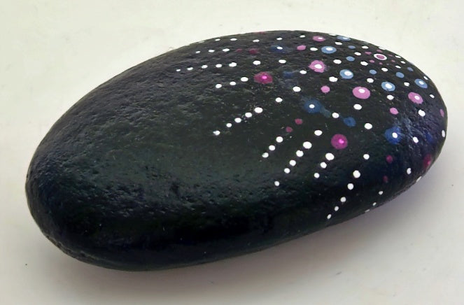 Natural Shape Black Hand Painted Stone Paperweight HP19
