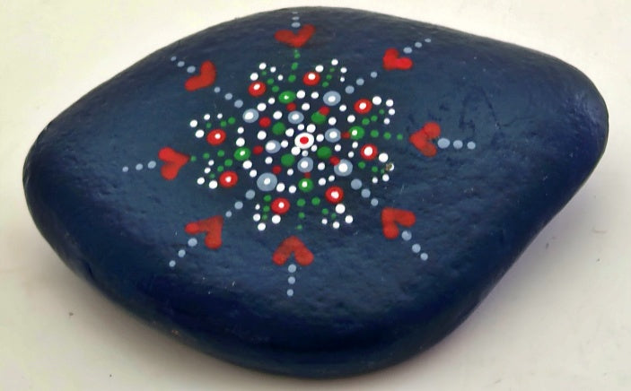 Natural Shape Blue Hand Painted Stone Paperweight HP17