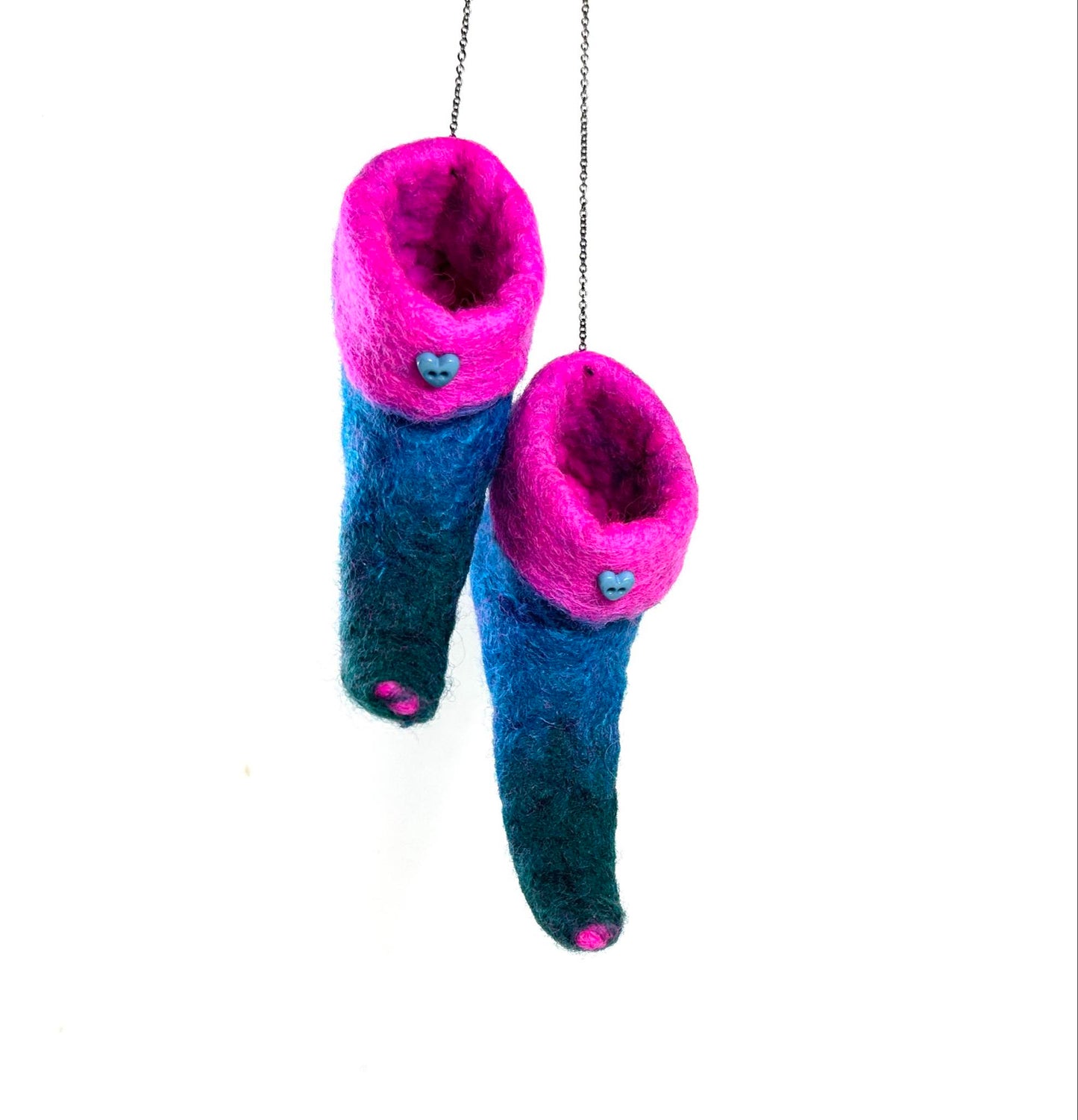 Felted Fairy Shoes on a chain small boxed