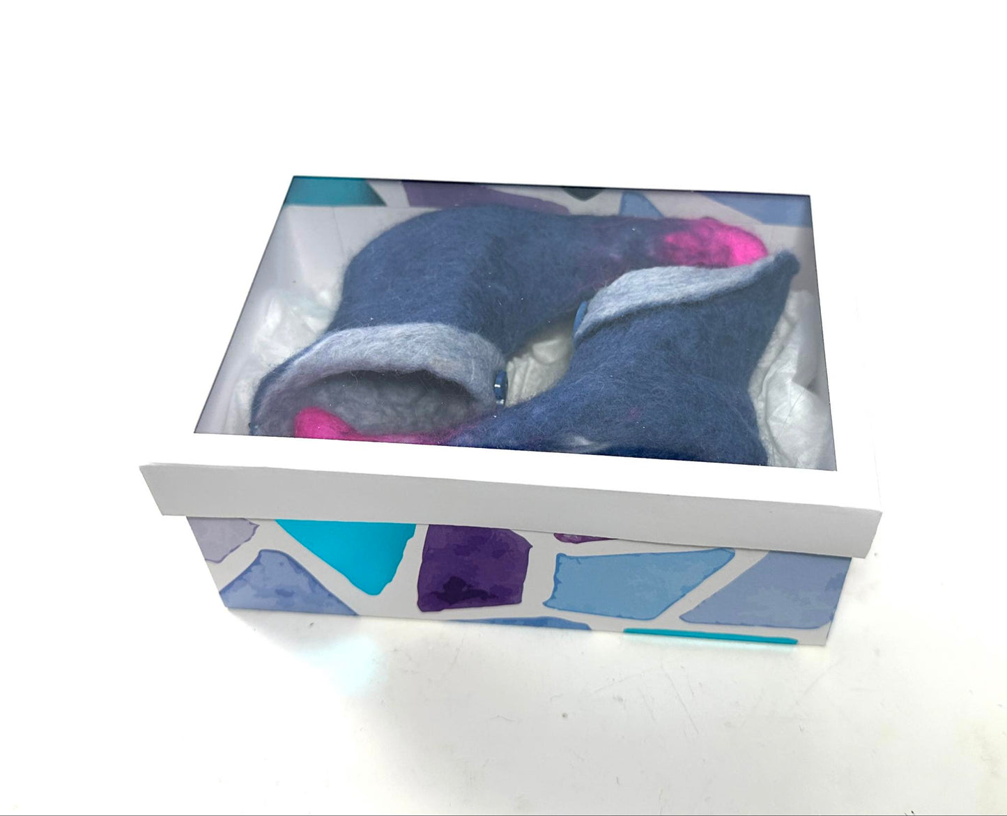 Felted Fairy Shoes on a chain small boxed