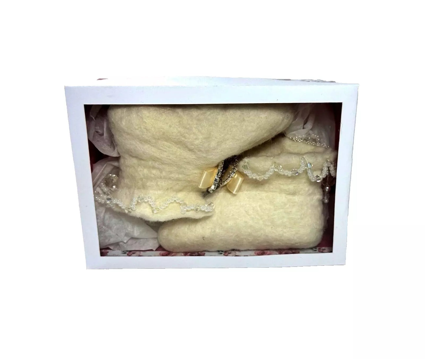 Felted Fairy Wedding Shoes on a chain small boxed
