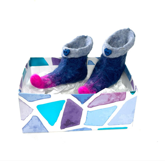 Felted Fairy Shoes on a chain small boxed