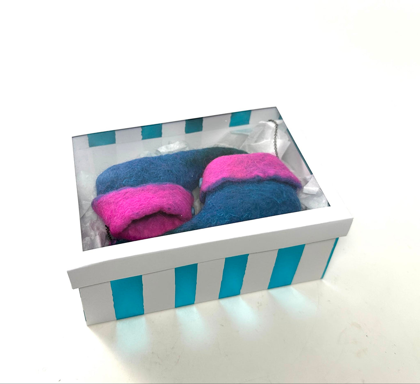 Felted Fairy Shoes on a chain small boxed