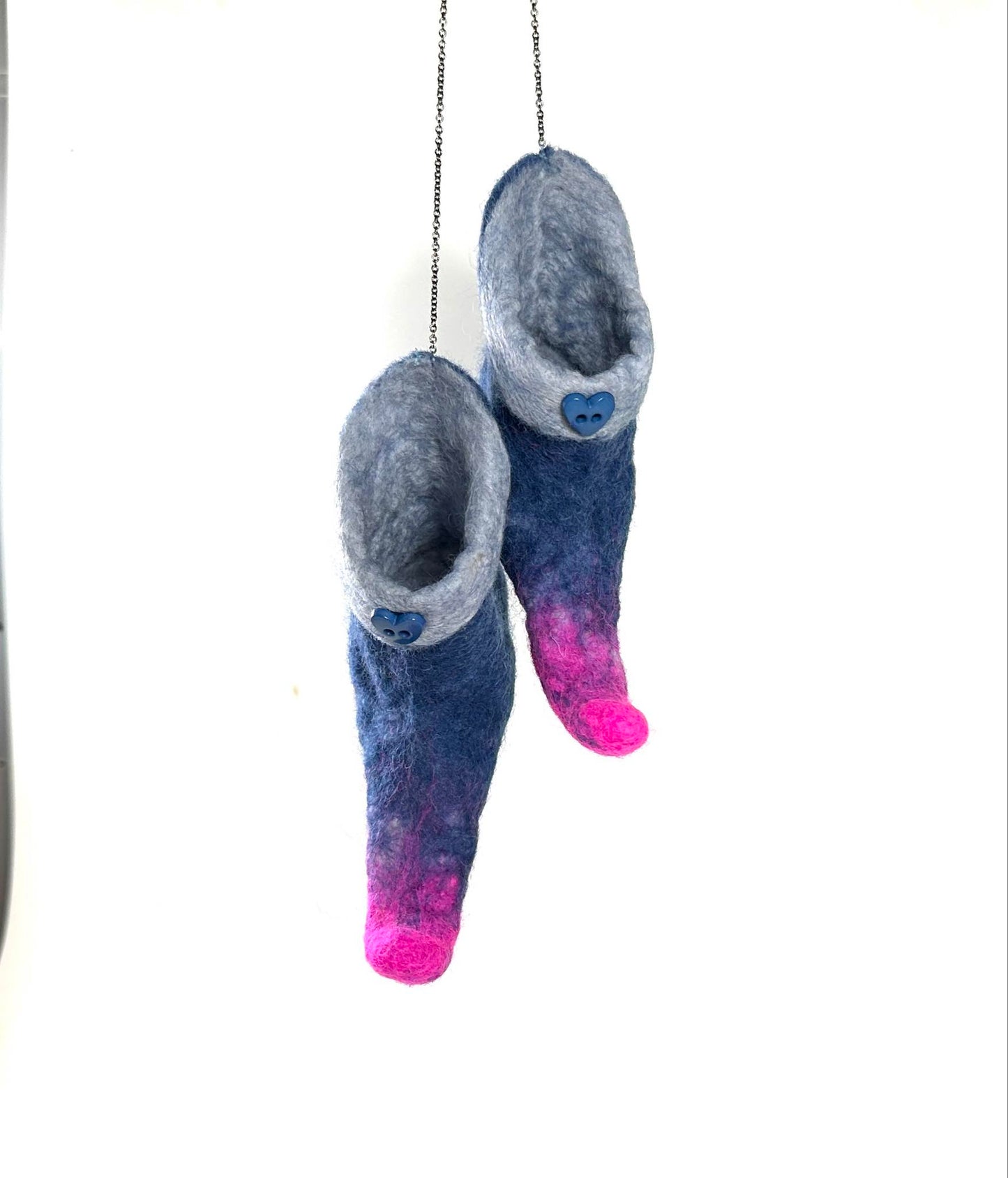 Felted Fairy Shoes on a chain small boxed