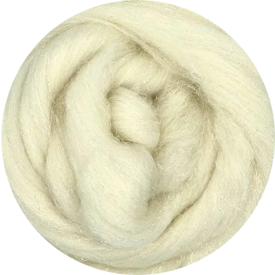 Coiled ball of white wool on a white background