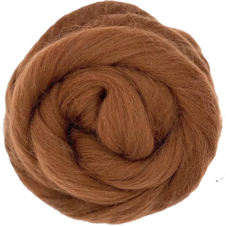 Brown yarn ball on a white background