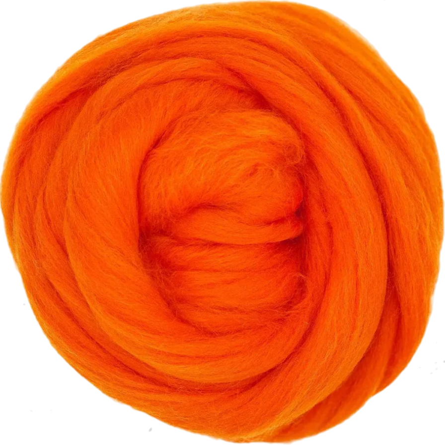 Clementine Orange yarn ball on a white background