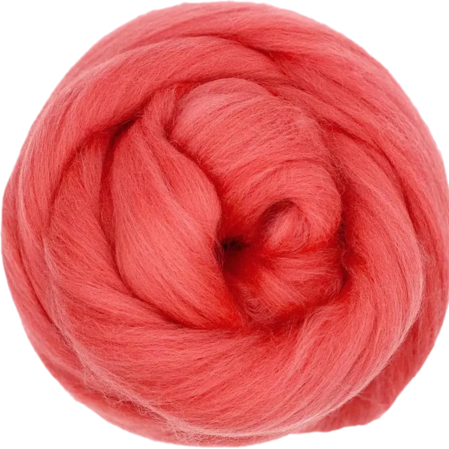 Ball of red yarn on a white background
