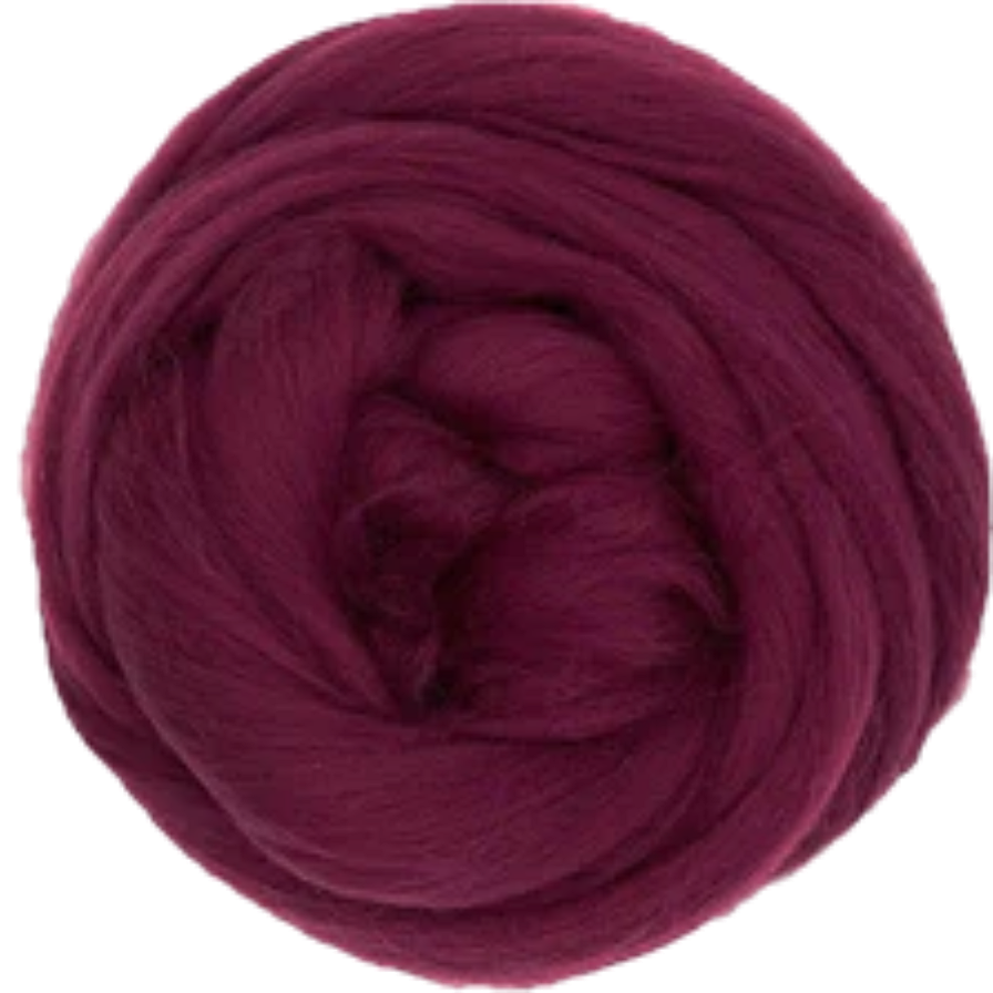 Elderberry Ball of dark red yarn on a white background