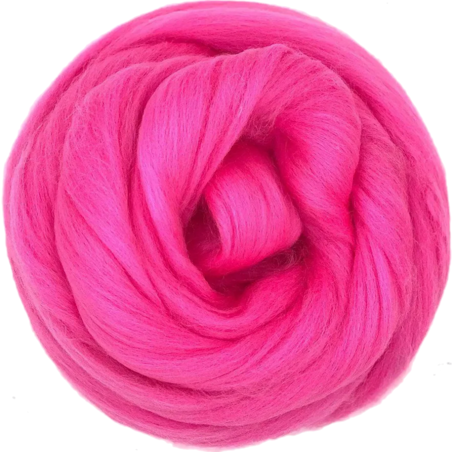 Flo-Pink yarn ball on a white background
