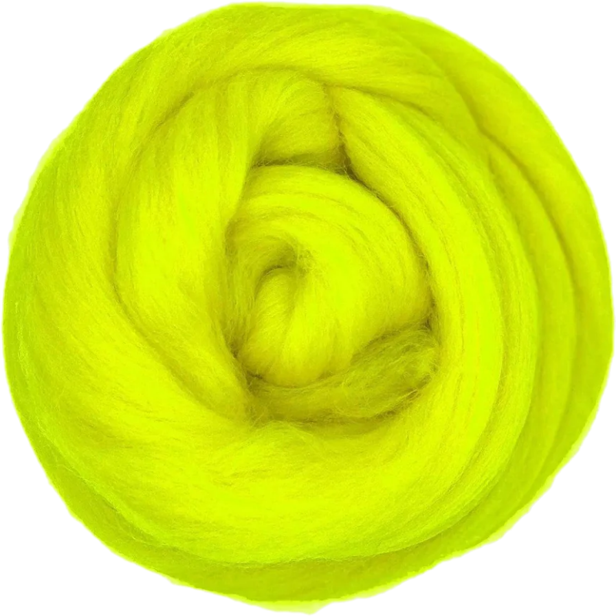 Neon green yarn skein on a white background