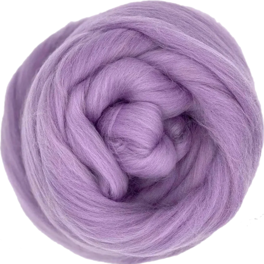Lavender Ball of light purple yarn on a white background