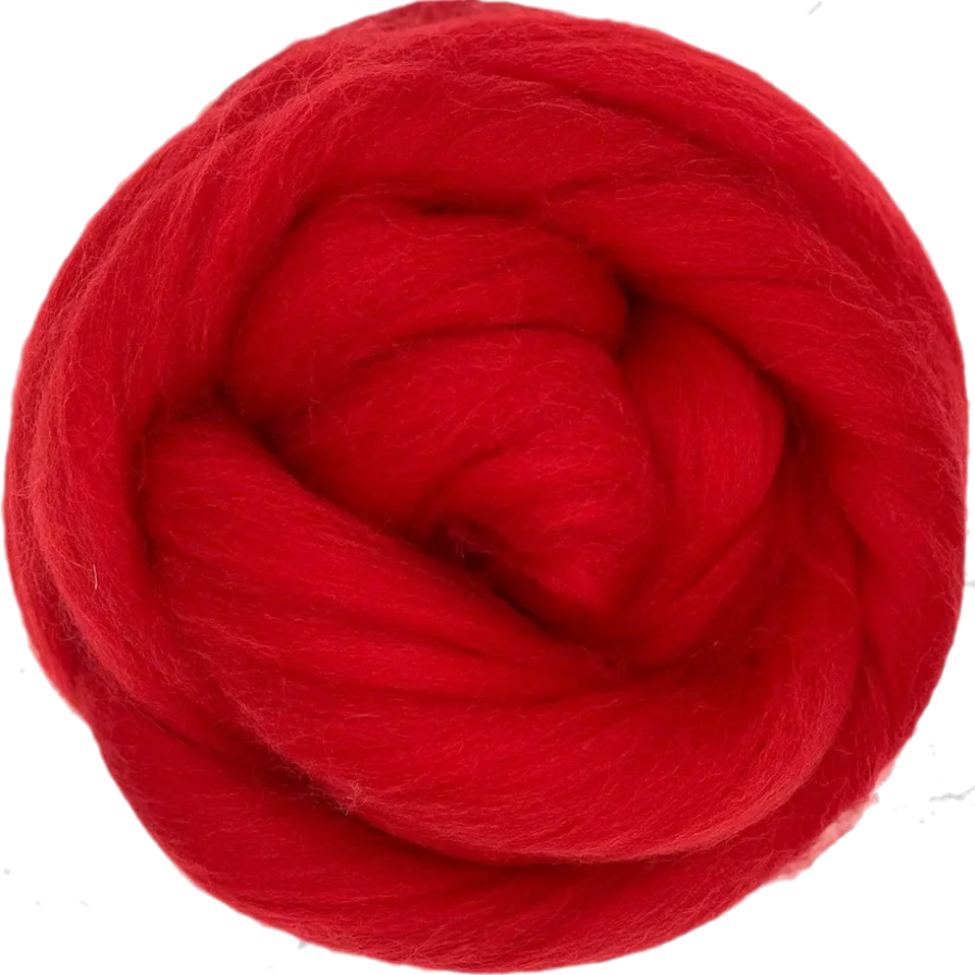 Scarlet colour wool on a white background