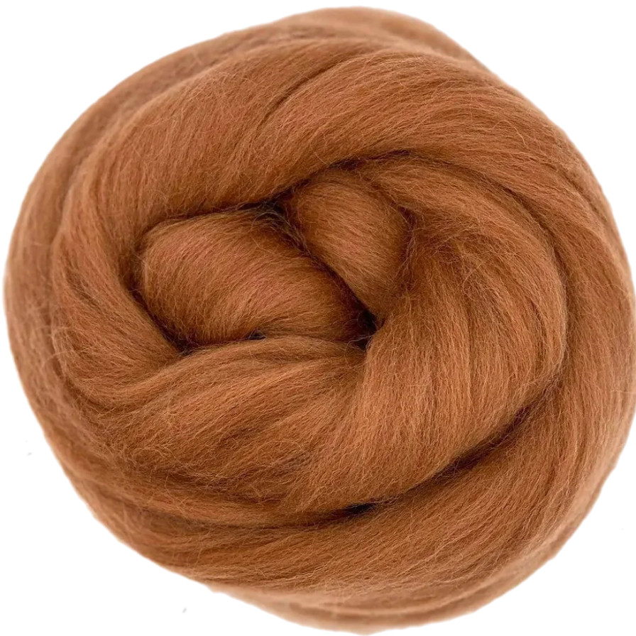 Brown skein of yarn on a white background