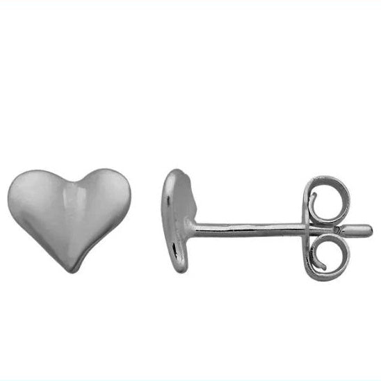 Sterling Silver Fluttering Heart Earstuds with Scroll with Gift Box