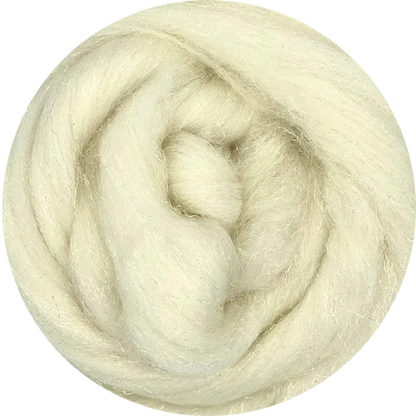 Coiled ball of white wool on a white background