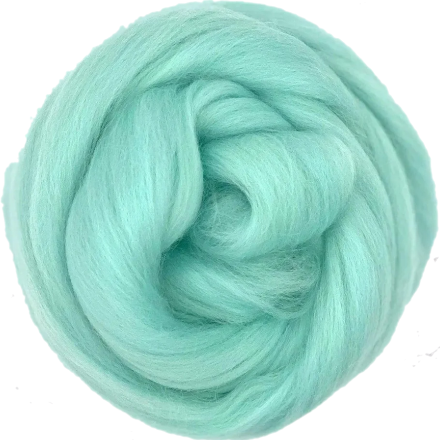 Turquoise-colored yarn on a white background