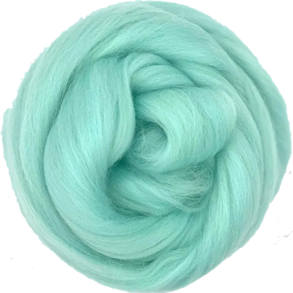 Turquoise-colored yarn on a white background