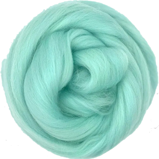 Turquoise-colored yarn on a white background