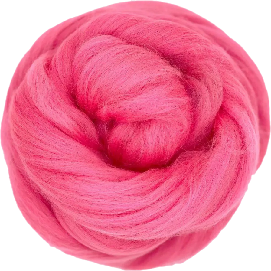 Pink yarn ball on a white background