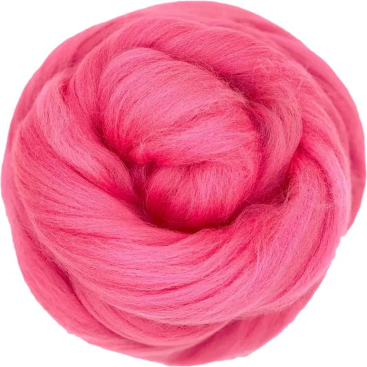 Pink yarn ball on a white background