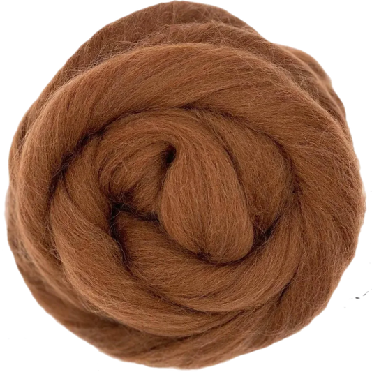 Brown yarn ball on a white background