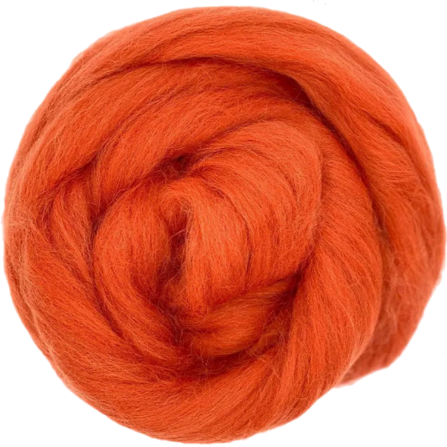 Ball of bright orange yarn on a white background