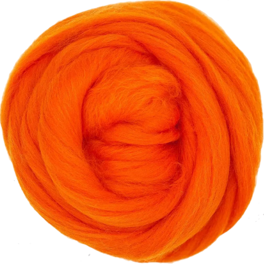 Orange yarn ball on a white background