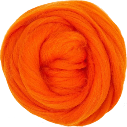 Clementine Orange yarn ball on a white background