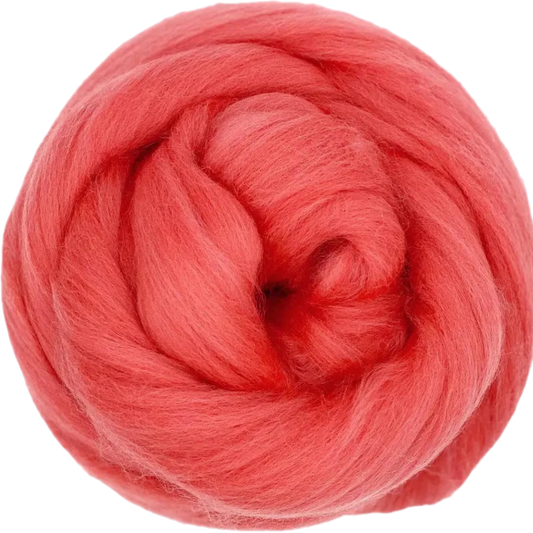 Ball of red yarn on a white background
