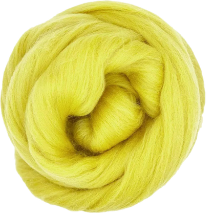 Ball of bright yellow yarn on a white background