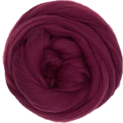 Elderberry Ball of dark red yarn on a white background