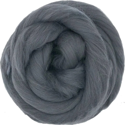 Ball of gray yarn on a white background