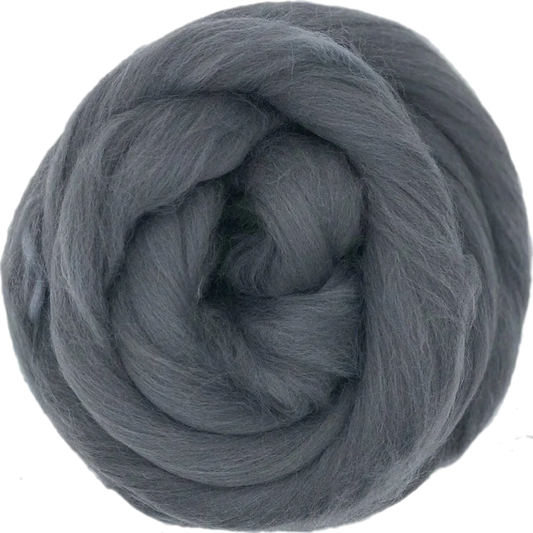 Ball of gray yarn on a white background
