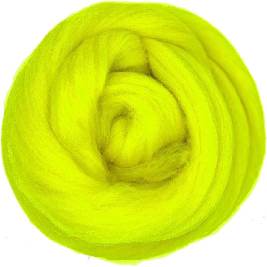Neon green yarn on a white background