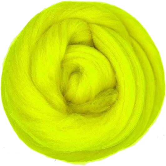 Neon green yarn on a white background