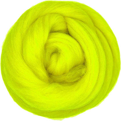 Neon green yarn skein on a white background