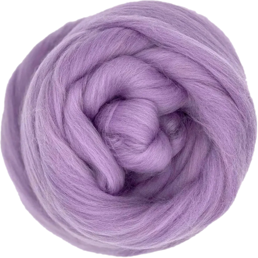 Ball of purple yarn on a white background