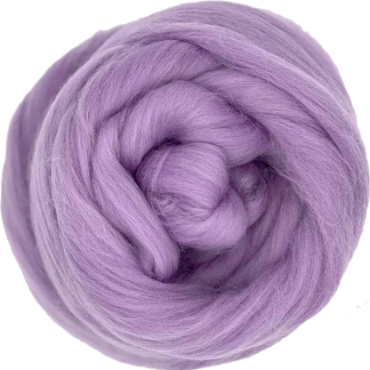 Lavender Ball of light purple yarn on a white background