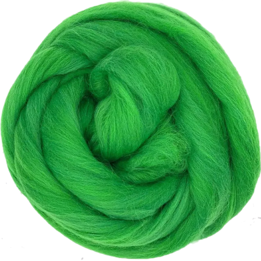 Green yarn ball on a white background