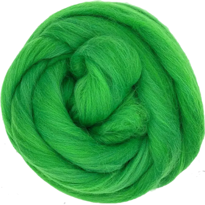 Green yarn ball on a white background